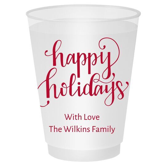 Hand Lettered Happy Holidays Shatterproof Cups